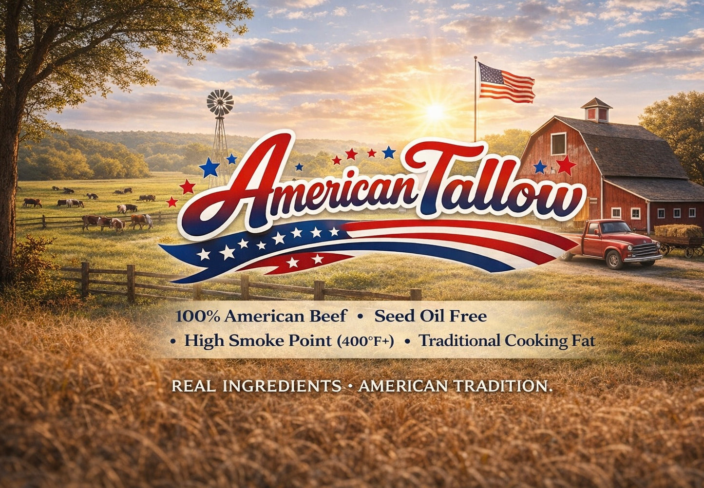 100% Grass-Fed & Grass-Finished Beef Tallow – 14 oz Jar | Non-GMO & Pasture-Raised