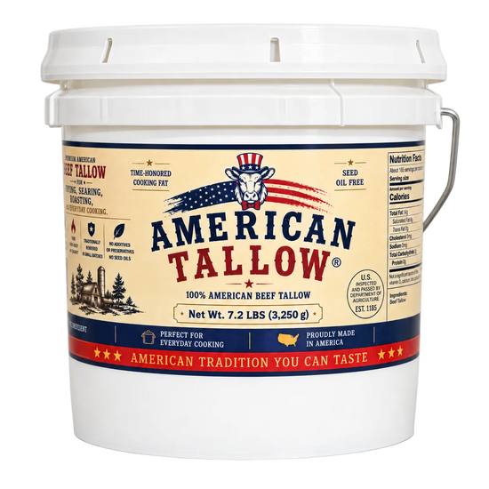 100% Pure American Beef Tallow – 1-Gallon Bucket (7.2 lb) | Seed Oil Free Cooking Fat