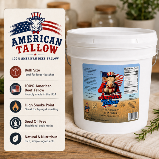 100% Pure American Beef Tallow – 1 Gallon Bulk Bucket (7.2 lbs) | Seed Oil Free Cooking Fat