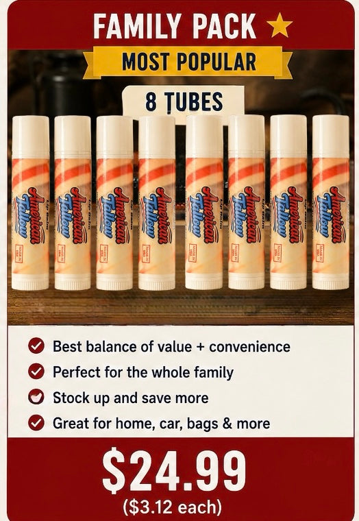 Grass-Fed Beef Tallow Lip Balm – Seed Oil Free Hydration | 4, 8 & 12 Pack Bundles