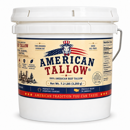 100% Pure American Beef Tallow – 1-Gallon Bucket (7.2 lb) | Seed Oil Free Cooking Fat