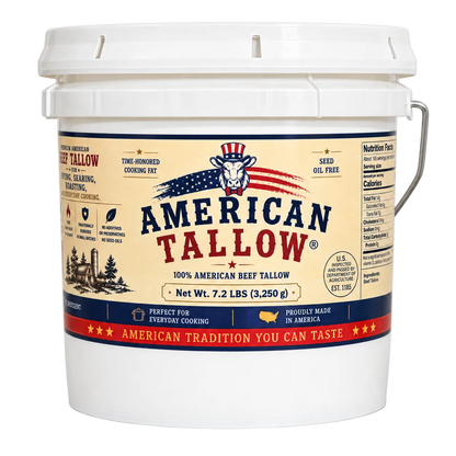 100% Pure American Beef Tallow – 1-Gallon Bucket (7.2 lb) | Seed Oil Free Cooking Fat