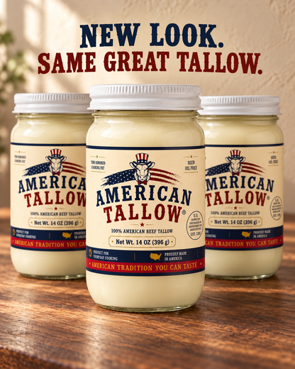 100% Pure American Beef Tallow – 14 oz Glass Jar | Seed Oil Free Cooking Fat