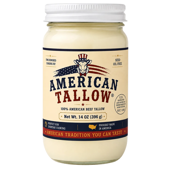 100% Pure American Beef Tallow – 14 oz Glass Jar | Seed Oil Free Cooking Fat