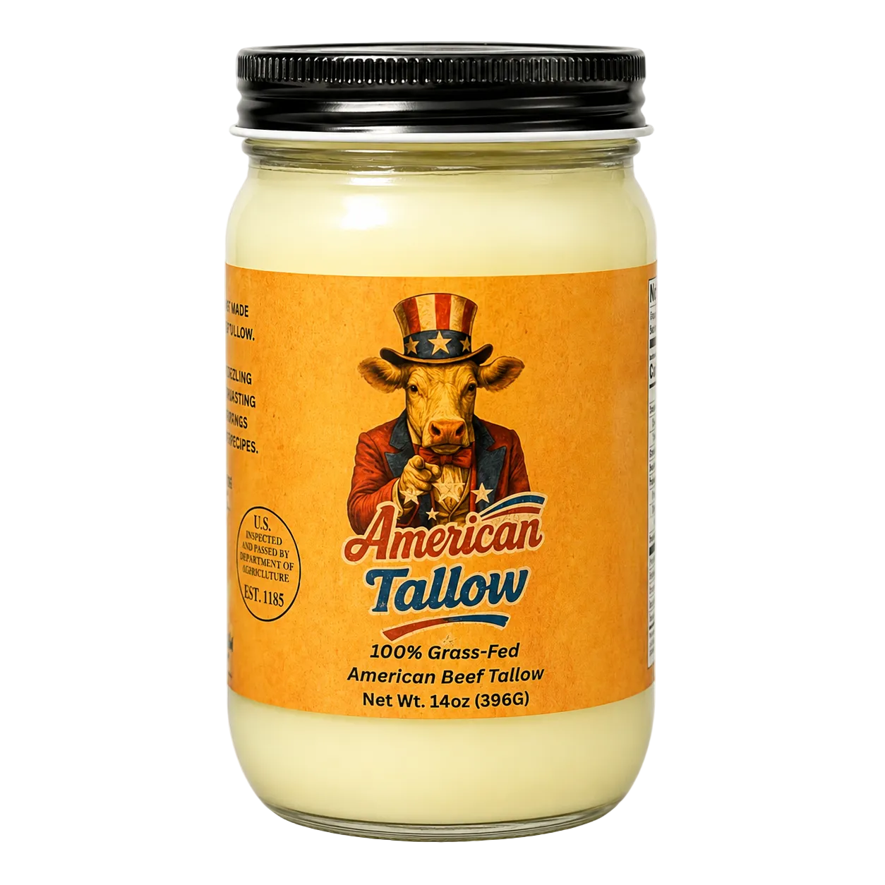 100% Grass-Fed & Grass-Finished Beef Tallow – 14 oz Jar | Non-GMO & Pasture-Raised