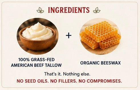 Grass-Fed Beef Tallow Lip Balm – Seed Oil Free Hydration | 4, 8 & 12 Pack Bundles