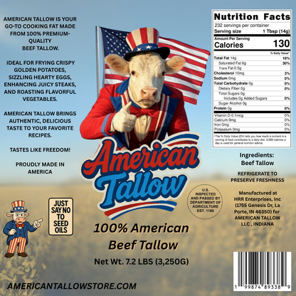 100% Pure American Beef Tallow – 1 Gallon Bulk Bucket (7.2 lbs) | Seed Oil Free Cooking Fat