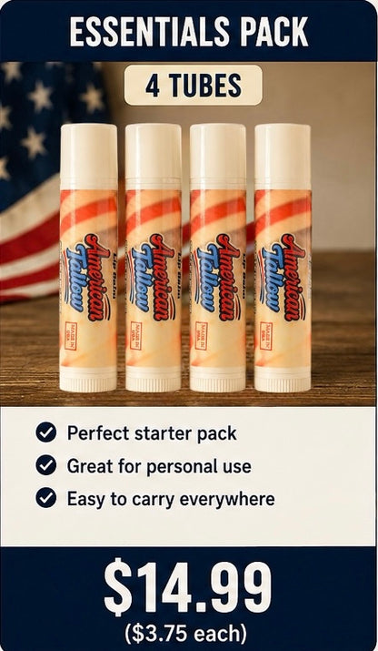 Grass-Fed Beef Tallow Lip Balm – Seed Oil Free Hydration | 4, 8 & 12 Pack Bundles
