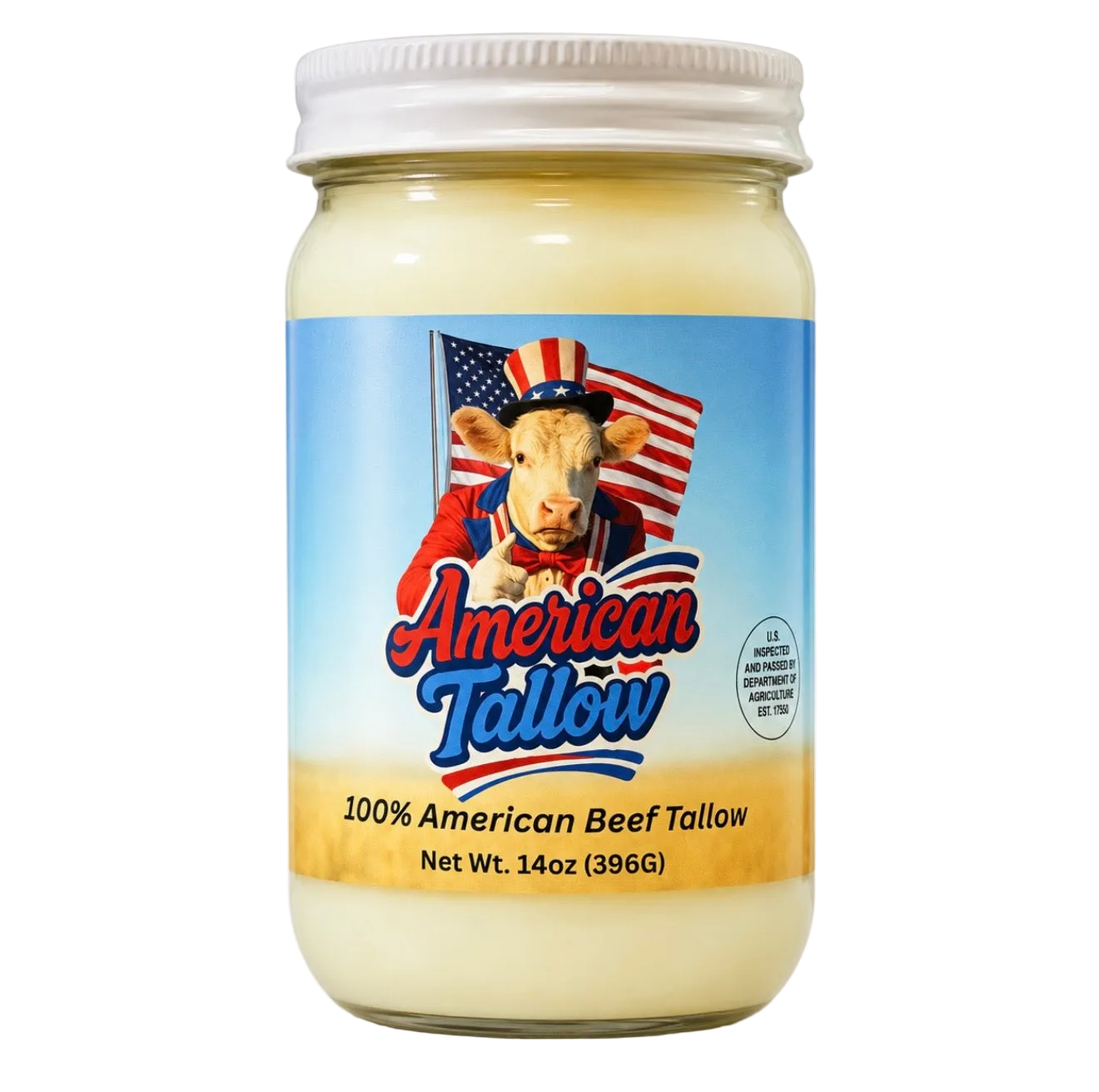 100% American Beef Tallow - 14 oz Glass Jar | Seed Oil Free Cooking Fat
