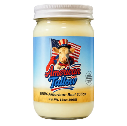 100% American Beef Tallow - 14 oz Glass Jar | Seed Oil Free Cooking Fat