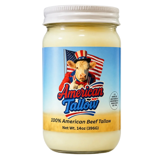 100% American Beef Tallow - 14 oz Glass Jar | Seed Oil Free Cooking Fat