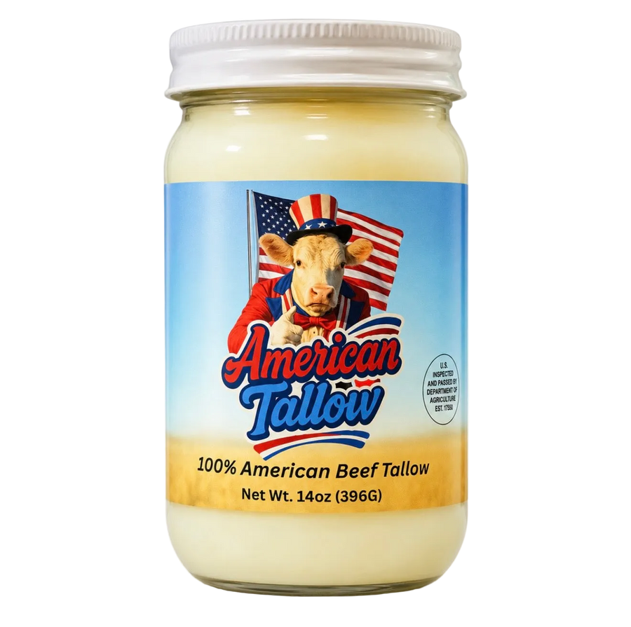 100% American Beef Tallow - 14 oz Glass Jar | Seed Oil Free Cooking Fat