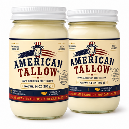 100% Pure American Beef Tallow – 14 oz Glass Jar | Seed Oil Free Cooking Fat