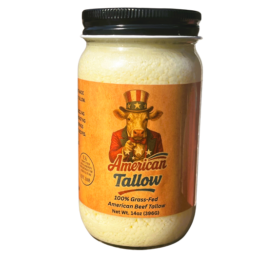 100% Grass-Fed American Beef Tallow – Pasture-Raised & Non-GMO – 14 oz Glass Jar