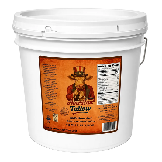 100% Grass-Fed & Grass-Finished Beef Tallow – 1 Gallon Bulk Bucket (7.2 lbs) | Non-GMO & Pasture-Raised