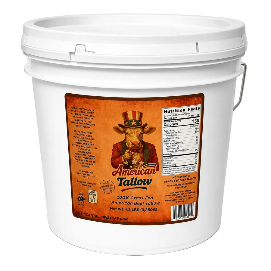 100% Grass-Fed & Grass-Finished Beef Tallow – 1 Gallon Bulk Bucket (7.2 lbs) | Non-GMO & Pasture-Raised