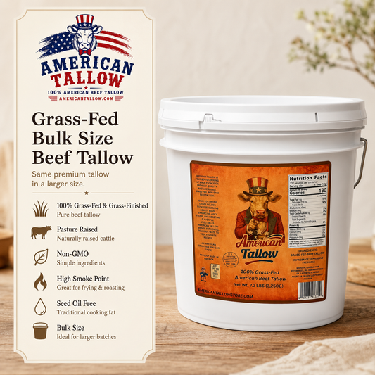 100% Grass-Fed & Grass-Finished Beef Tallow – 1 Gallon Bulk Bucket (7.2 lbs) | Non-GMO & Pasture-Raised