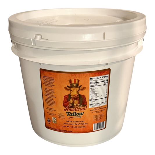 100% Grass-Fed American Beef Tallow – 1 Gallon (7.2 lb Bulk Bucket) – Pasture-Raised & Non-GMO