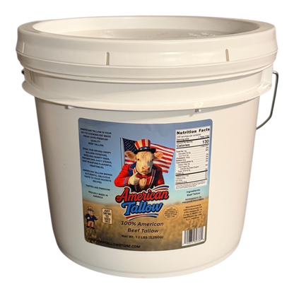 100% Pure American Beef Tallow – 1 Gallon Bulk Bucket (7.2 lbs) | Seed Oil Free Cooking Fat