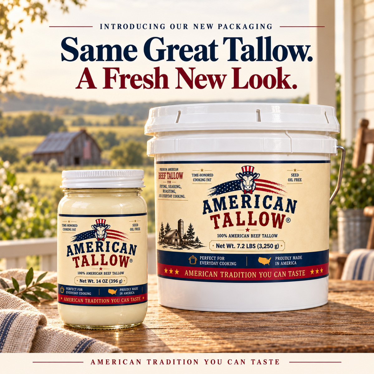 100% Pure American Beef Tallow – 14 oz Glass Jar | Seed Oil Free Cooking Fat